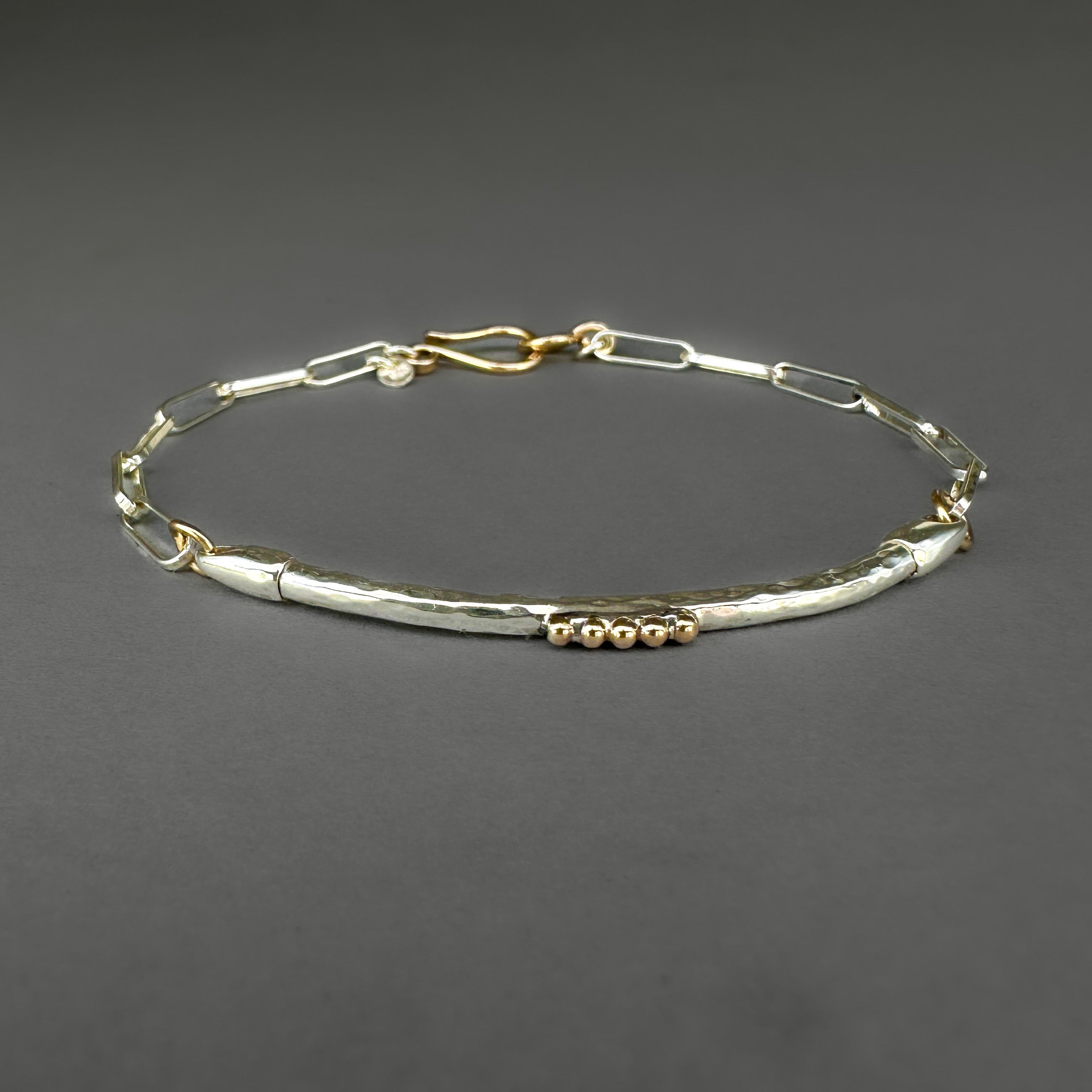 Mixed Metal Sterling Silver 14k Gold Filled Bar Link Chain