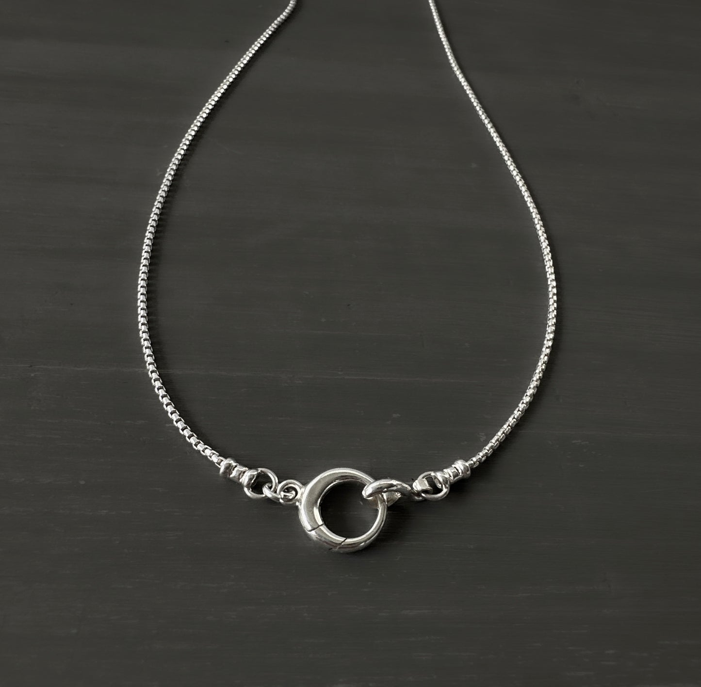 Wax Seal Heart Pendant Box Chain Necklace in Sterling Silver