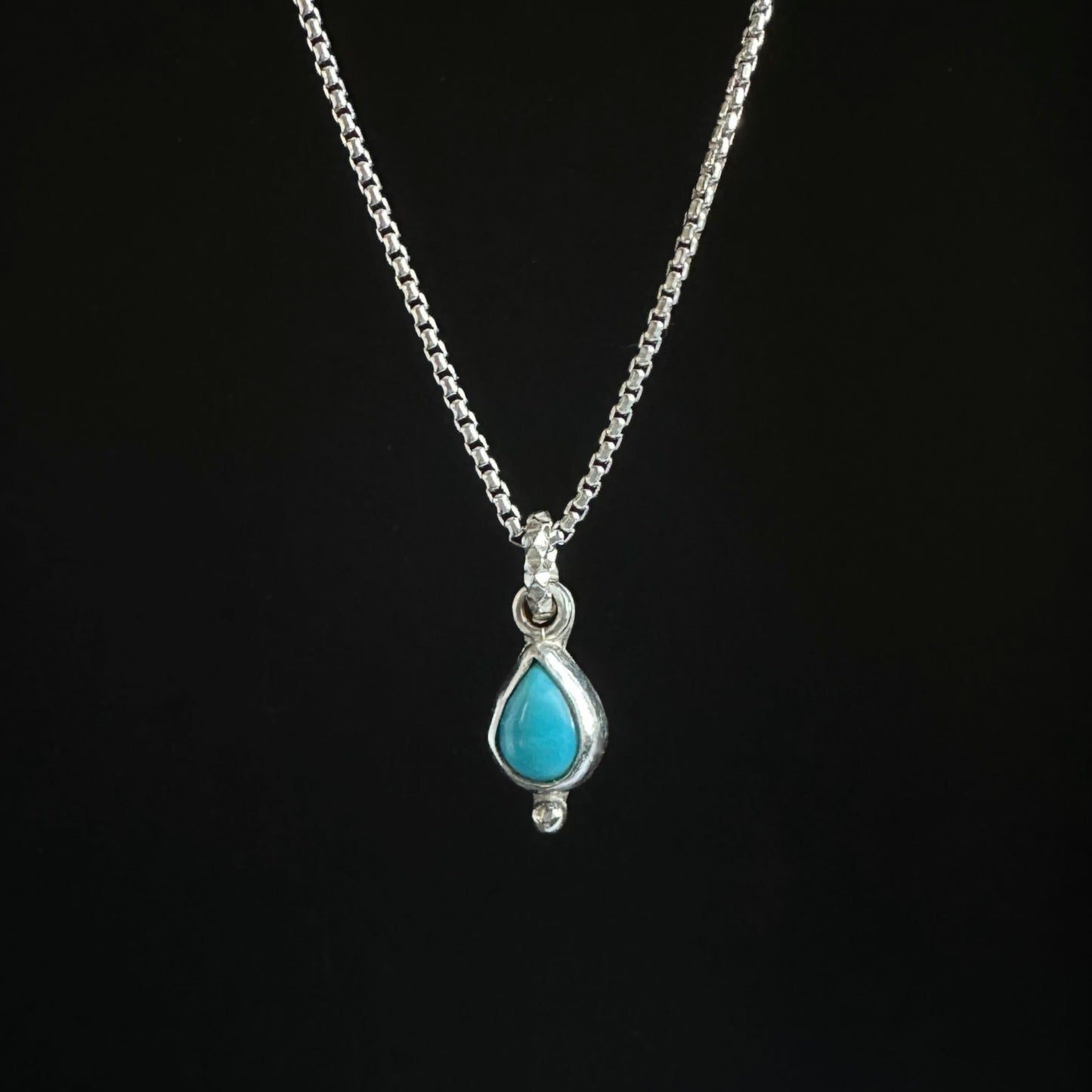 Blue Turquoise Pendant Necklace in Sterling Silver