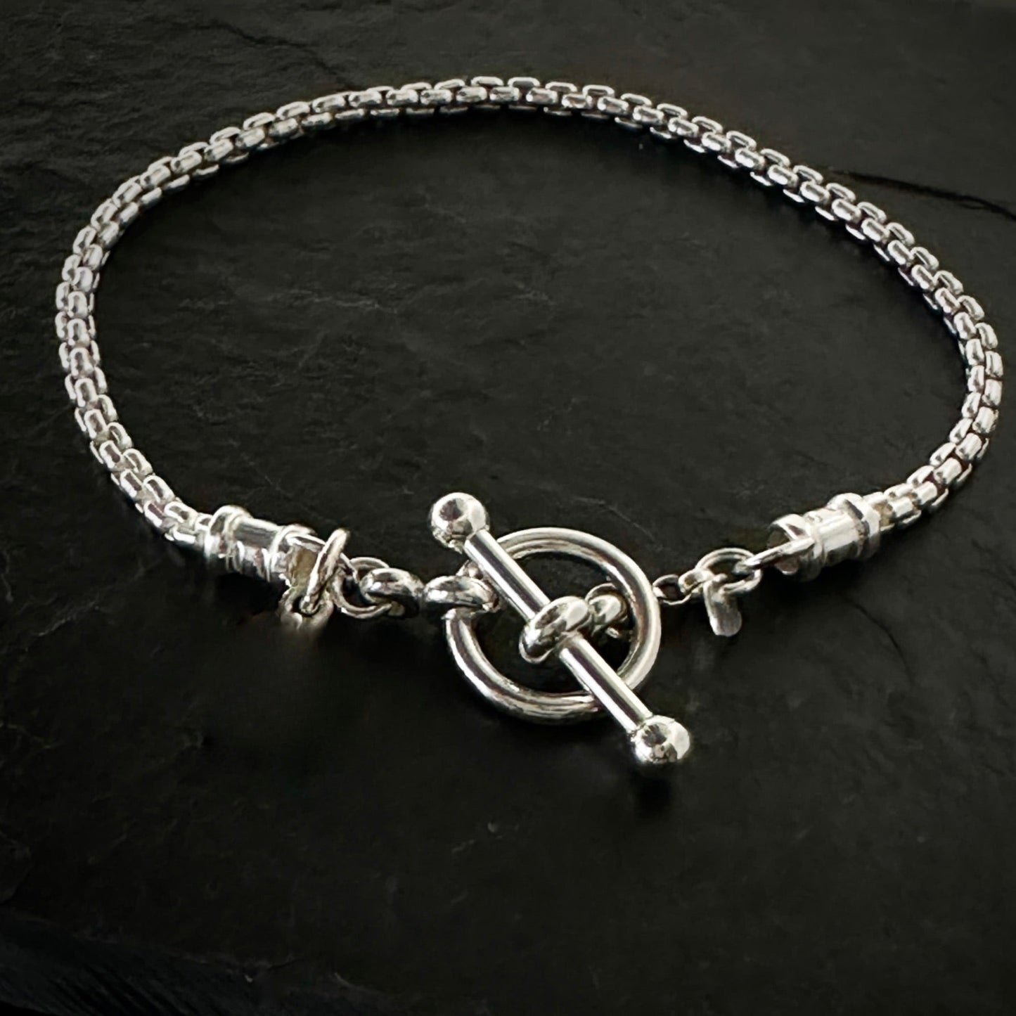 Toggle Box Chain Bracelet Sterling Silver, 2.5mm