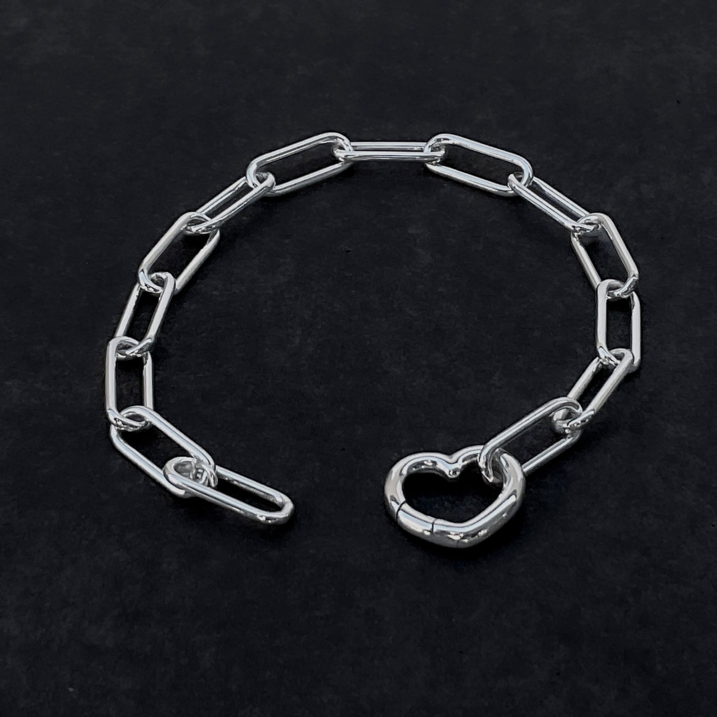 Chunky Heart Paperclip Chain Bracelet in Sterling Silver, 6mm