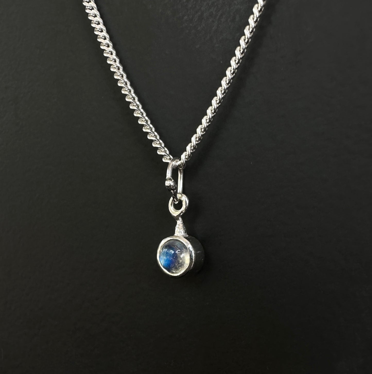 Rainbow Moonstone Pendant Necklace in Sterling Silver