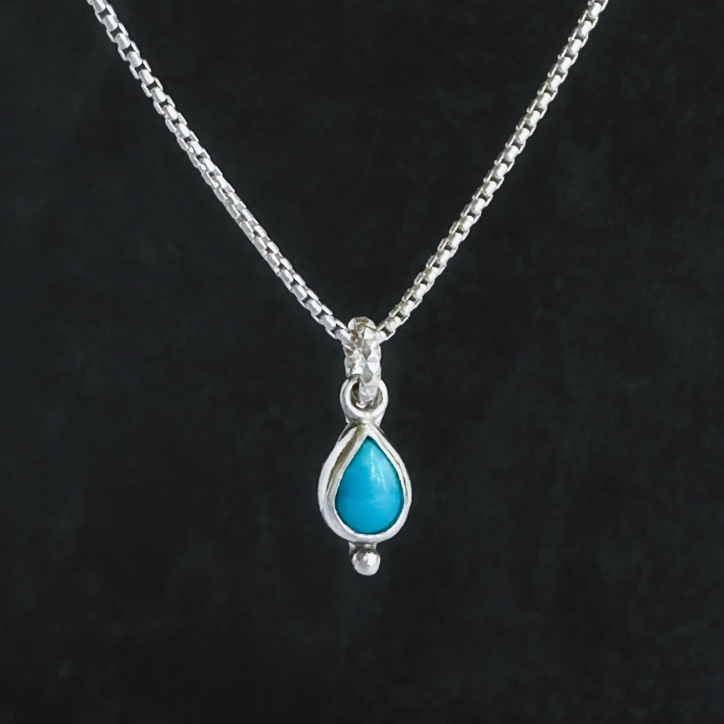 Blue Turquoise Pendant Necklace in Sterling Silver