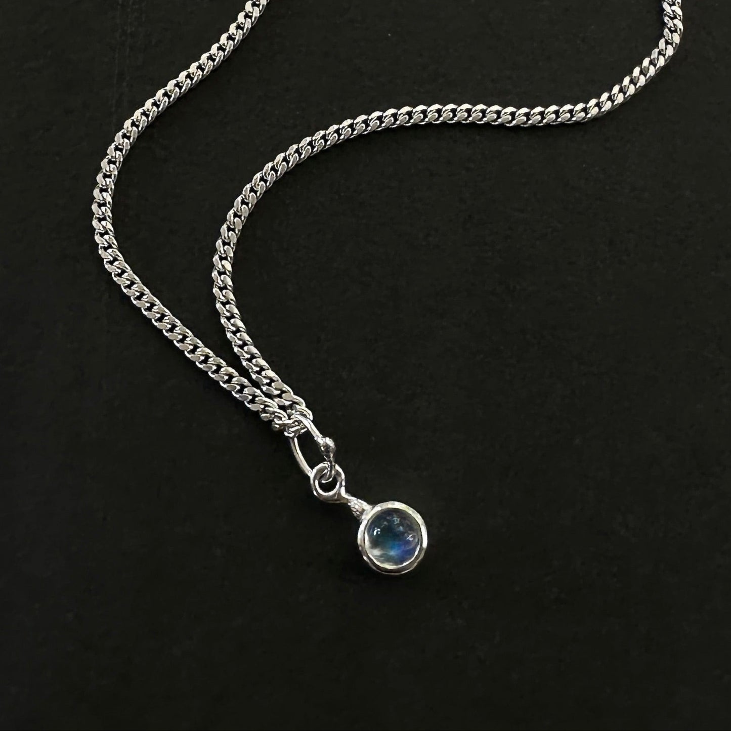 Rainbow Moonstone Pendant Necklace in Sterling Silver