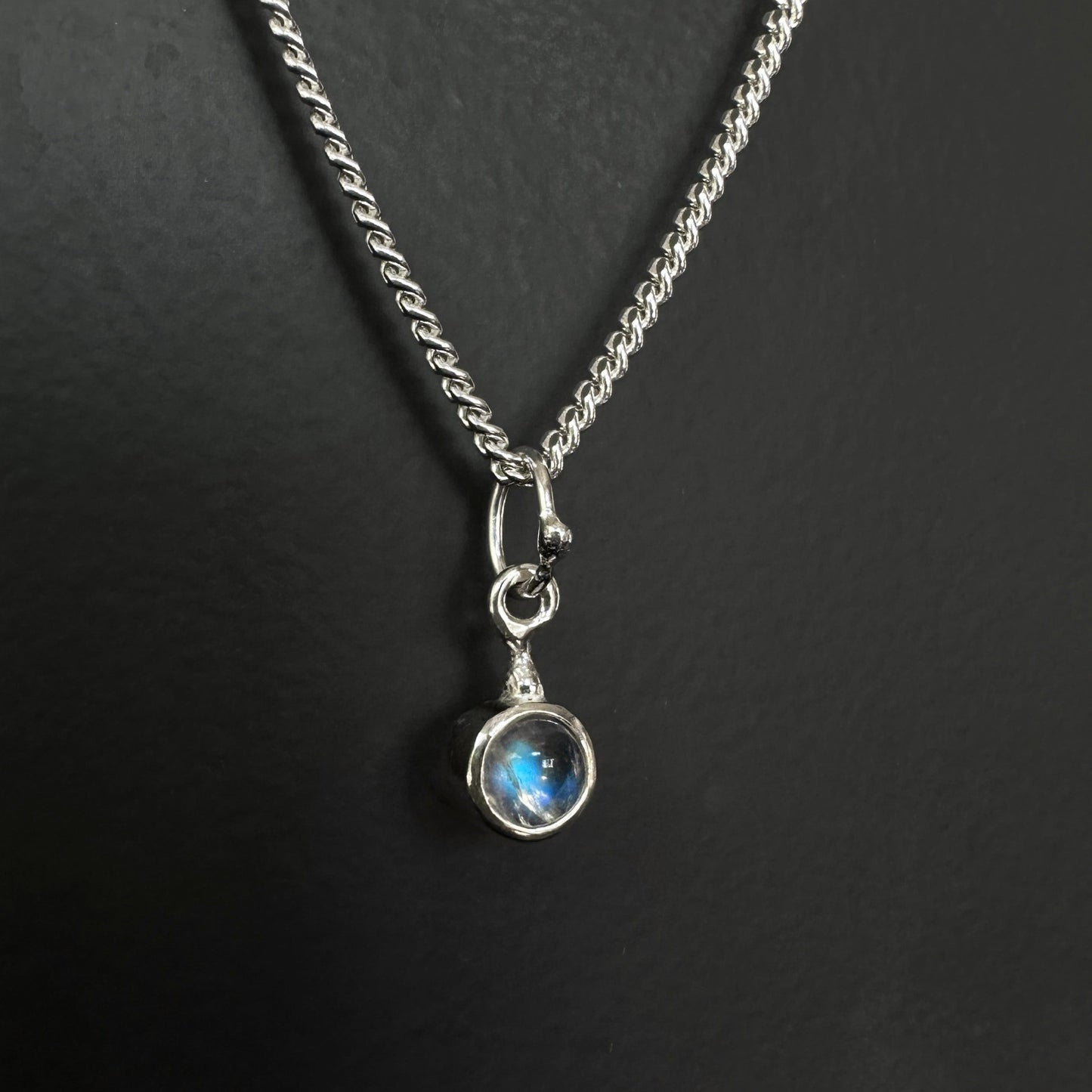 Rainbow Moonstone Pendant Necklace in Sterling Silver