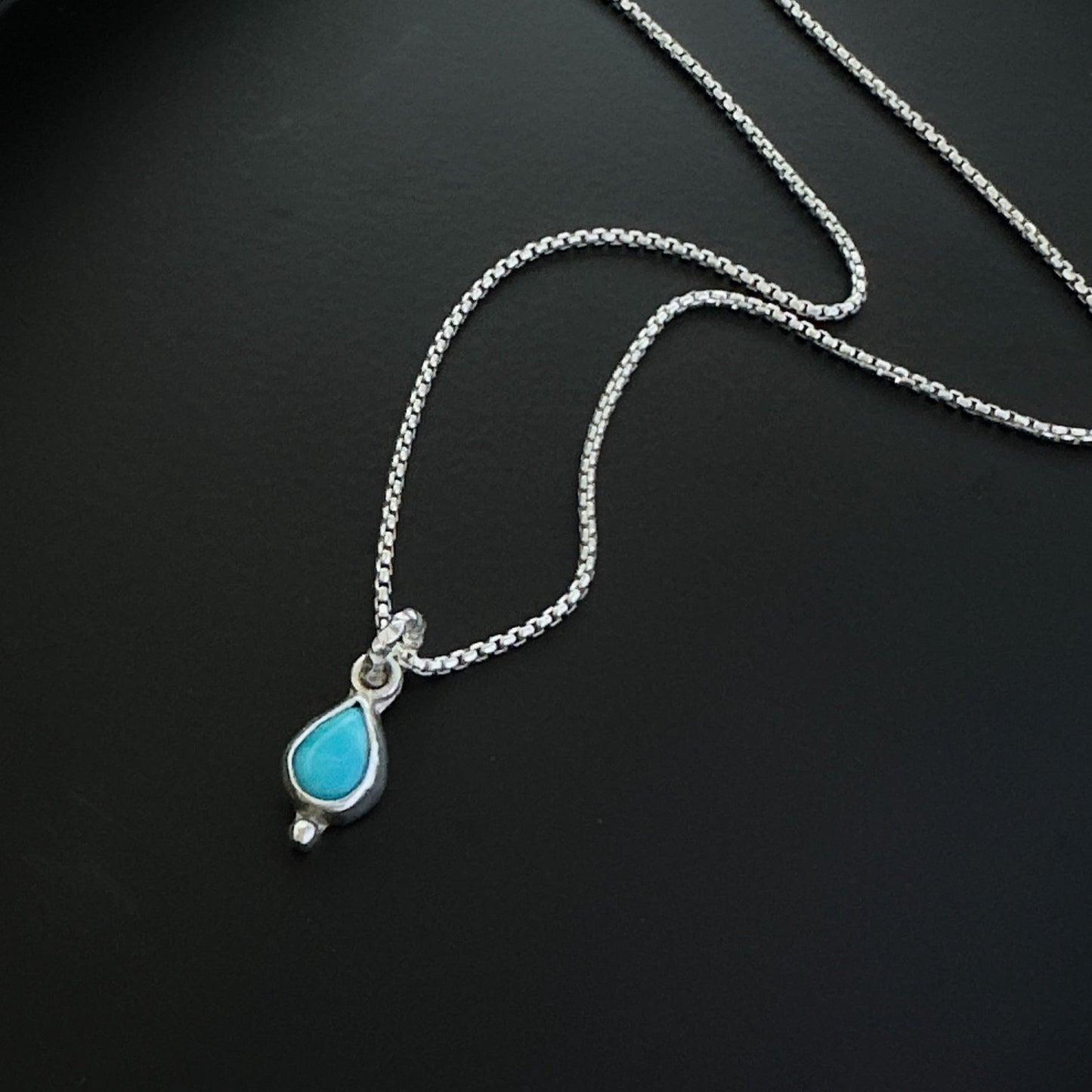 Blue Turquoise Pendant Necklace in Sterling Silver