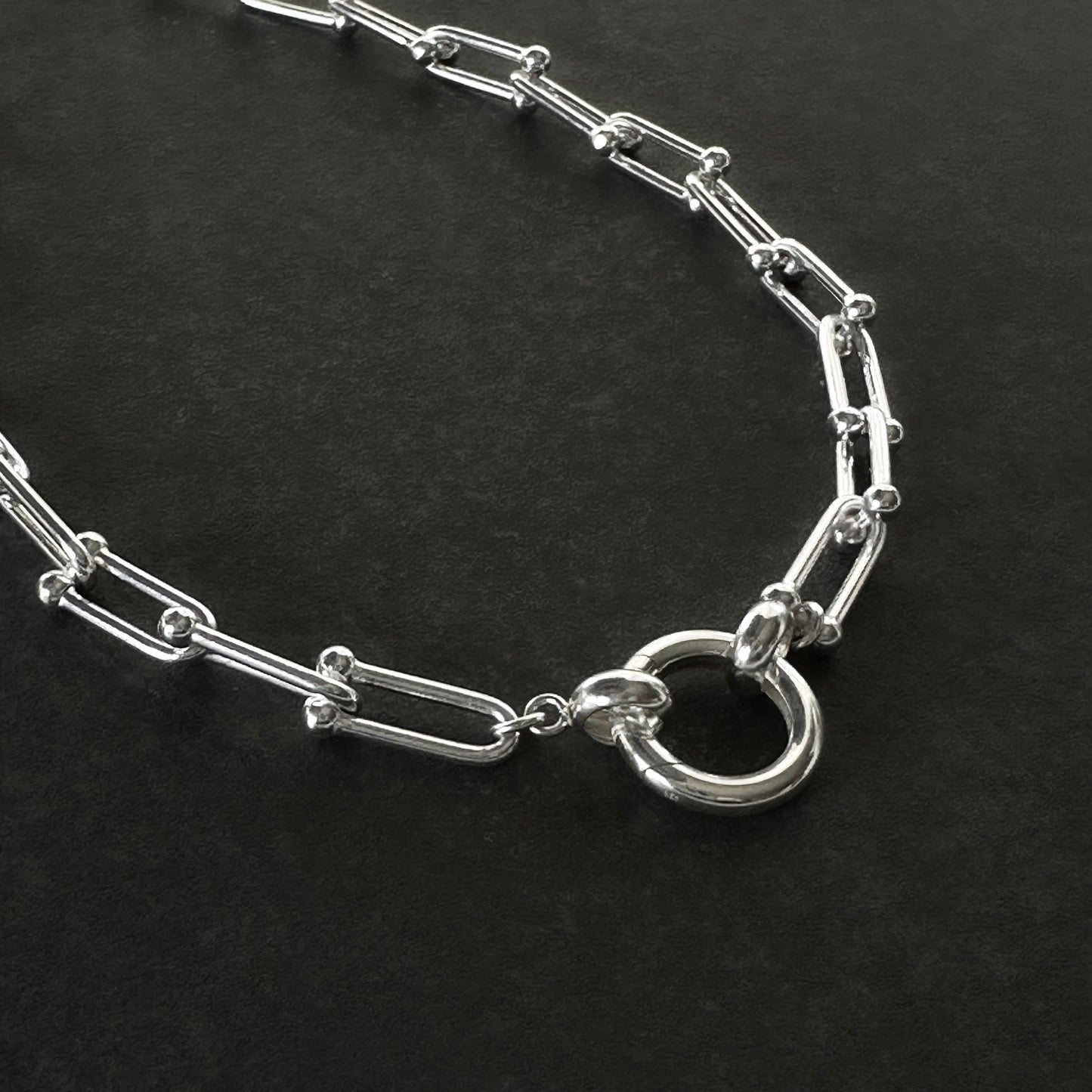 Bold Jax Chain Pendant Clip Necklace Sterling Silver, 5.25mm