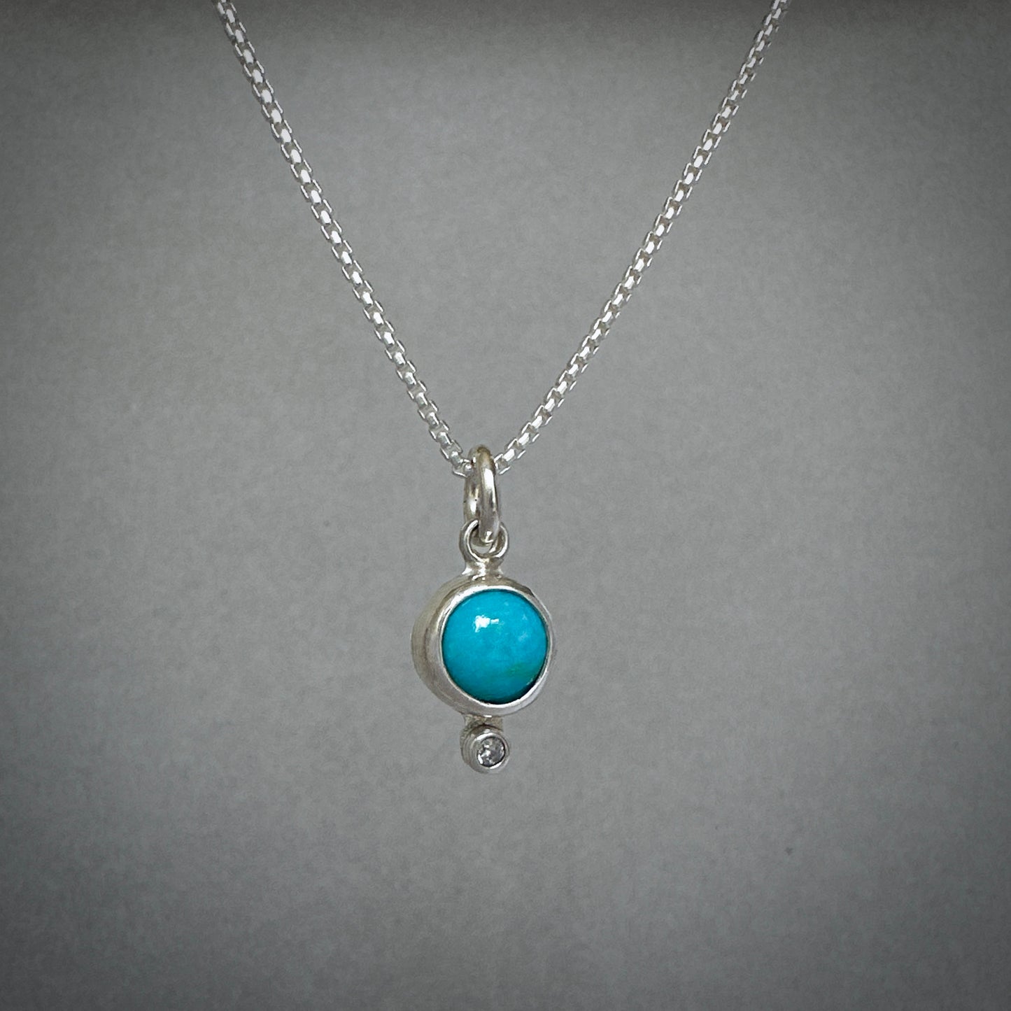 Turquoise and Topaz Pendant Necklace in Sterling Silver