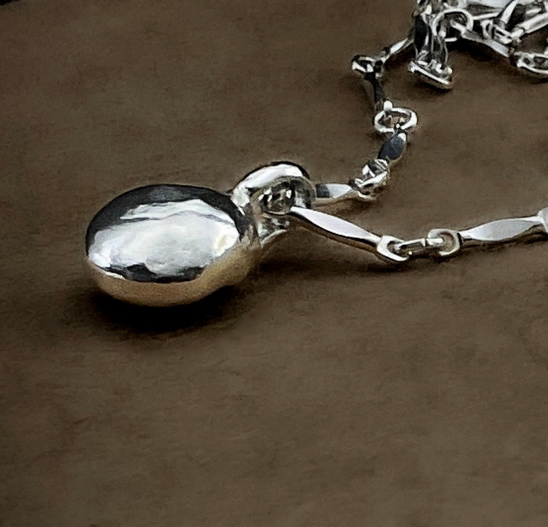 Sterling Silver Fidget Nugget Charm Necklace