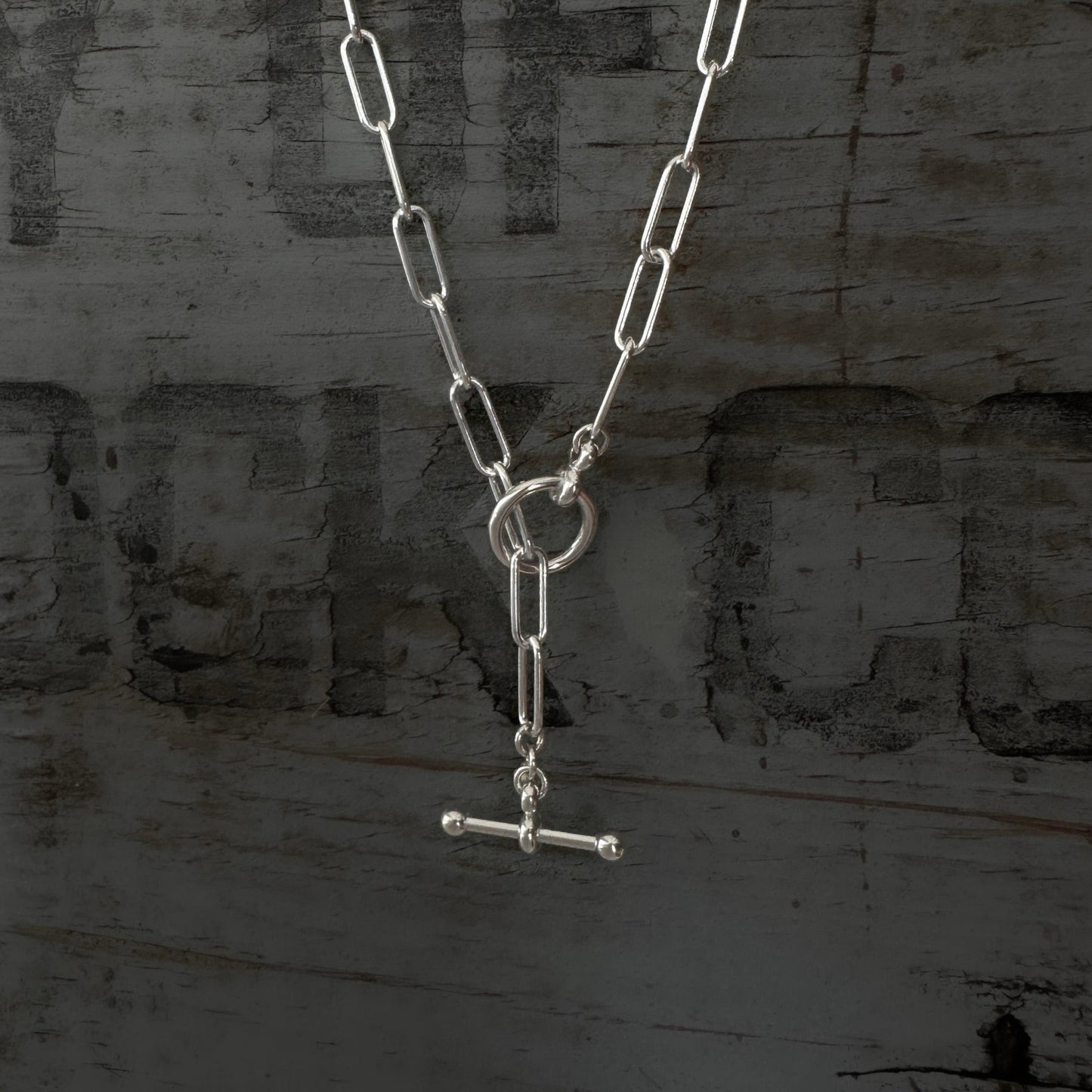 Paperclip Chain Toggle Necklace in Sterling Silver, 4.3mm