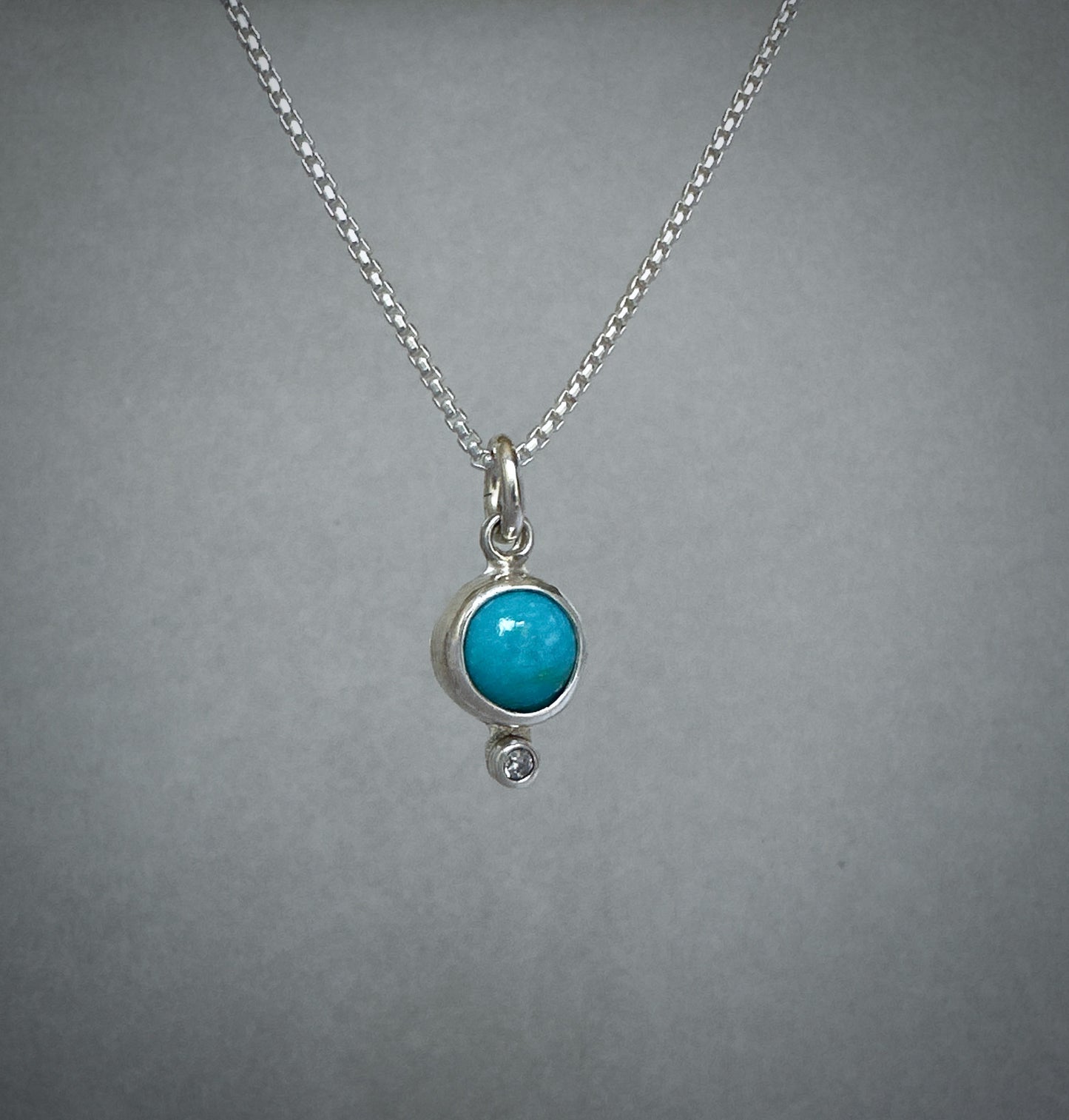 Turquoise and Topaz Pendant Necklace in Sterling Silver