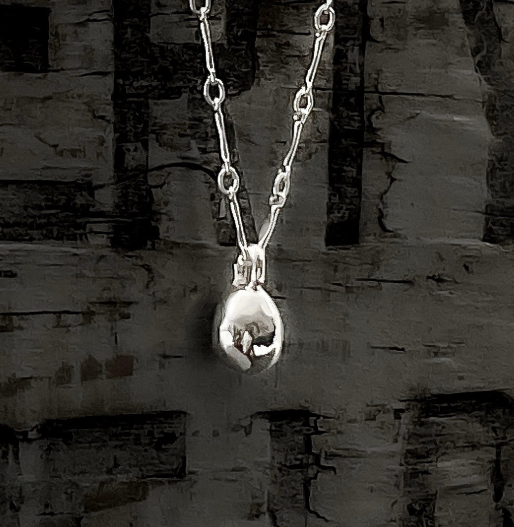 Sterling Silver Fidget Nugget Charm Necklace