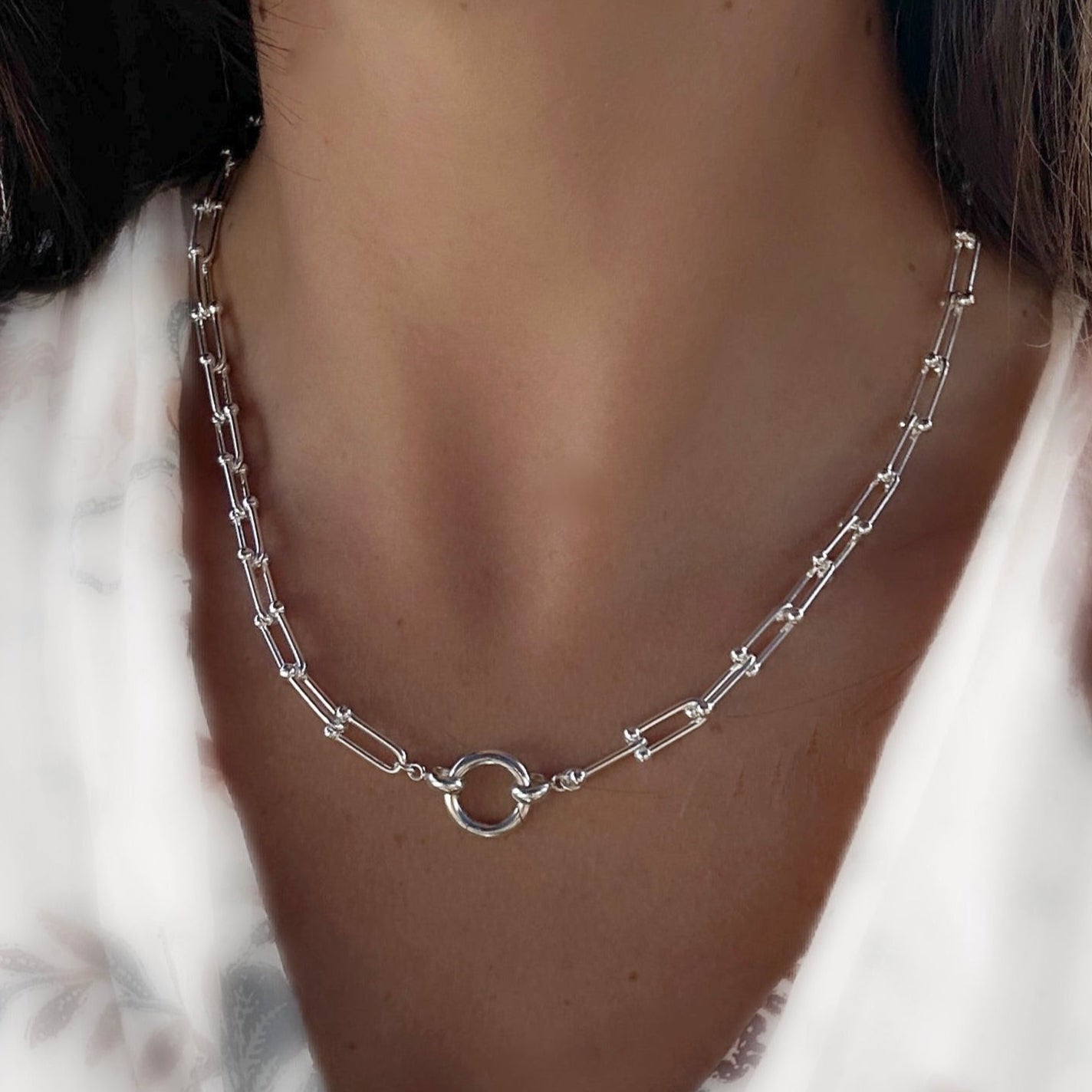 sterling silver Jax chain with front pendant clip clasp
