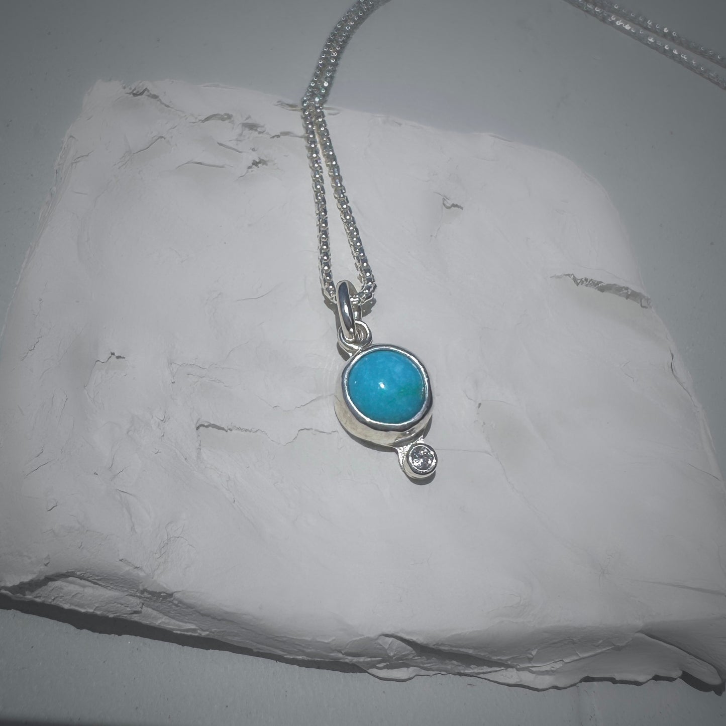 Turquoise and Topaz Pendant Necklace in Sterling Silver