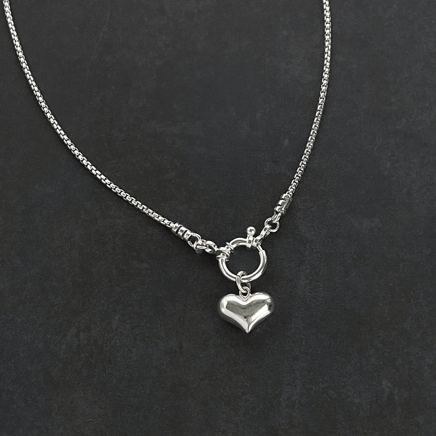 Sailor Clasp Round Box Chain Necklace in Sterling Silver, 1.8mm