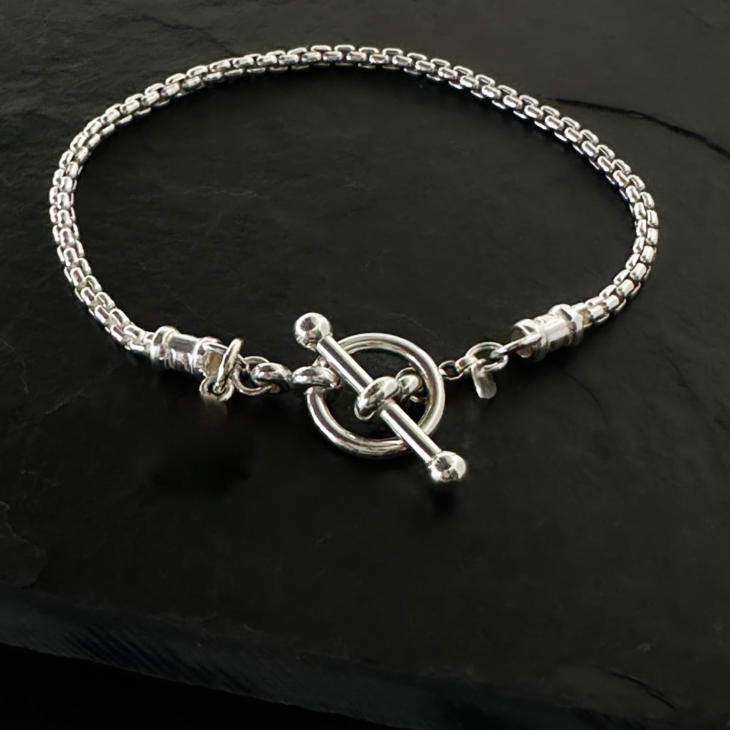 Toggle Box Chain Bracelet Sterling Silver, 2.5mm