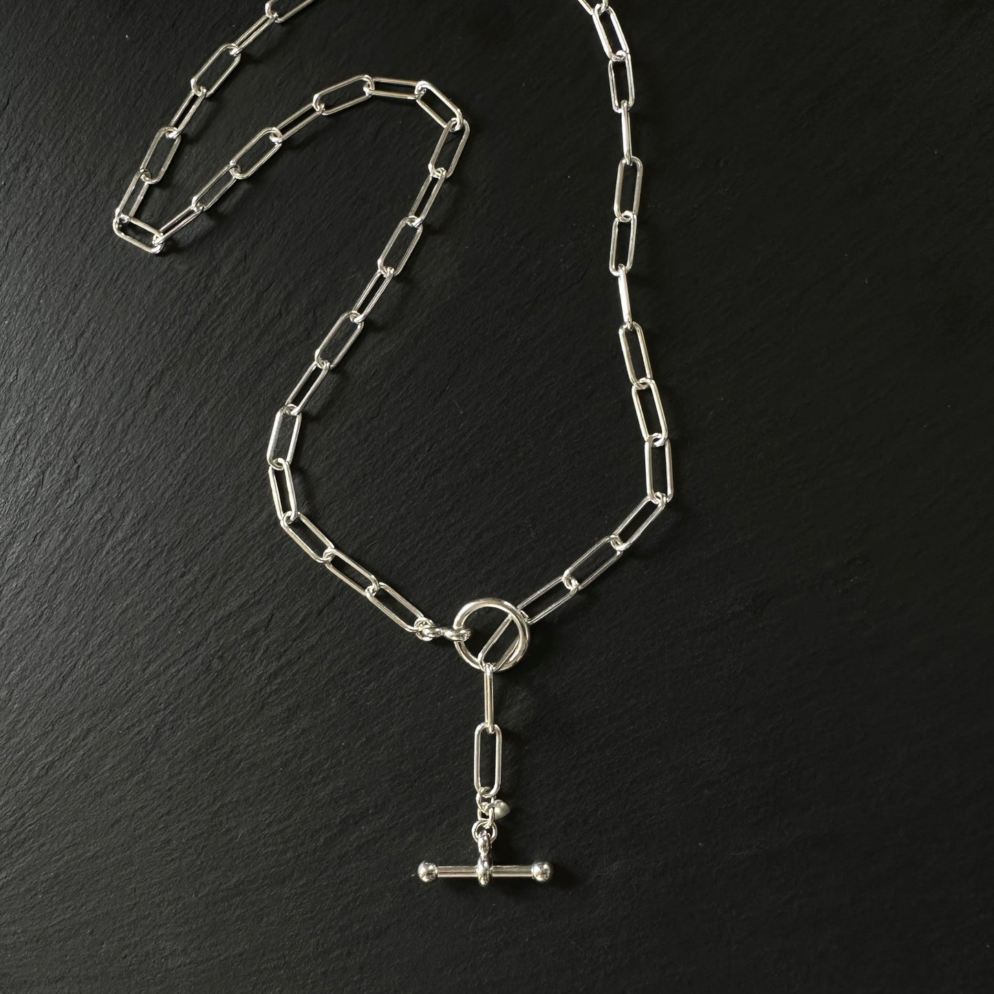 Paperclip Chain Toggle Necklace in Sterling Silver, 4.3mm