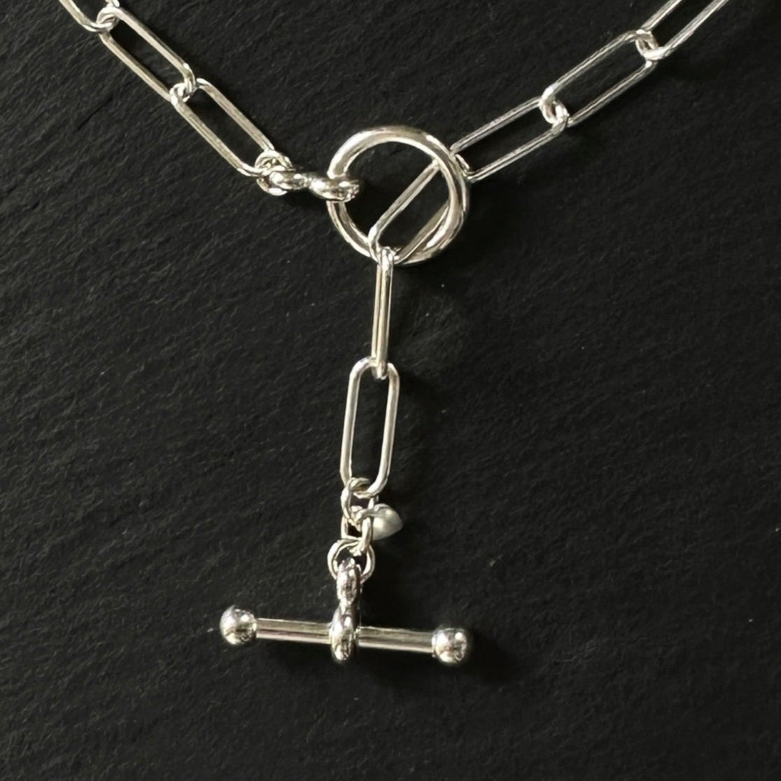Paperclip Chain Toggle Necklace in Sterling Silver, 4.3mm