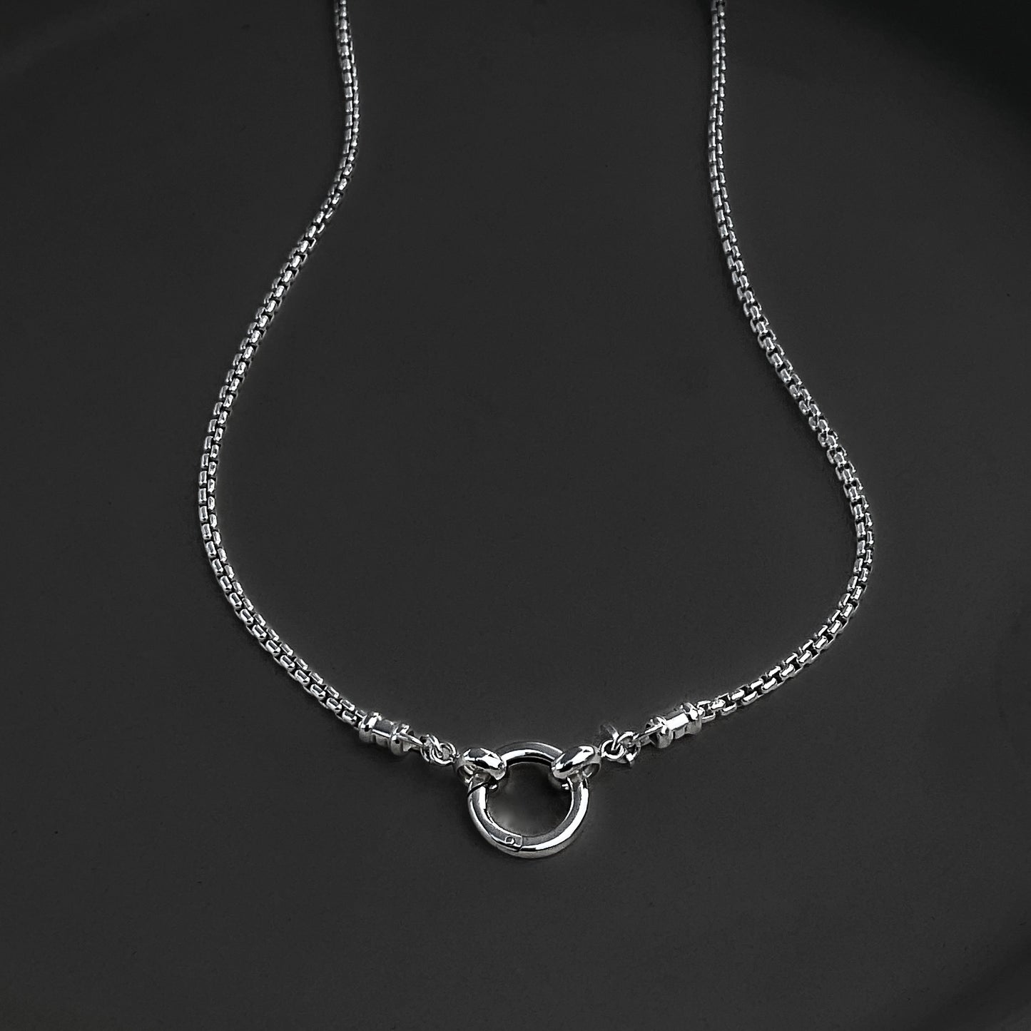 Pendant Clip Box Chain Necklace in Sterling Silver, 2.5mm
