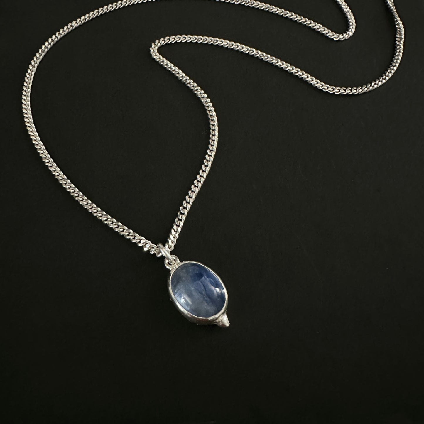 Blue Kyanite Pendant Necklace in Sterling Silver
