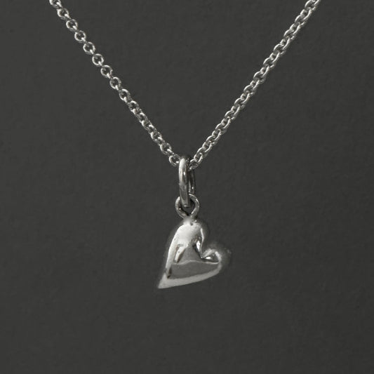 Sterling Silver Heart Pendant Necklace Hand Carved