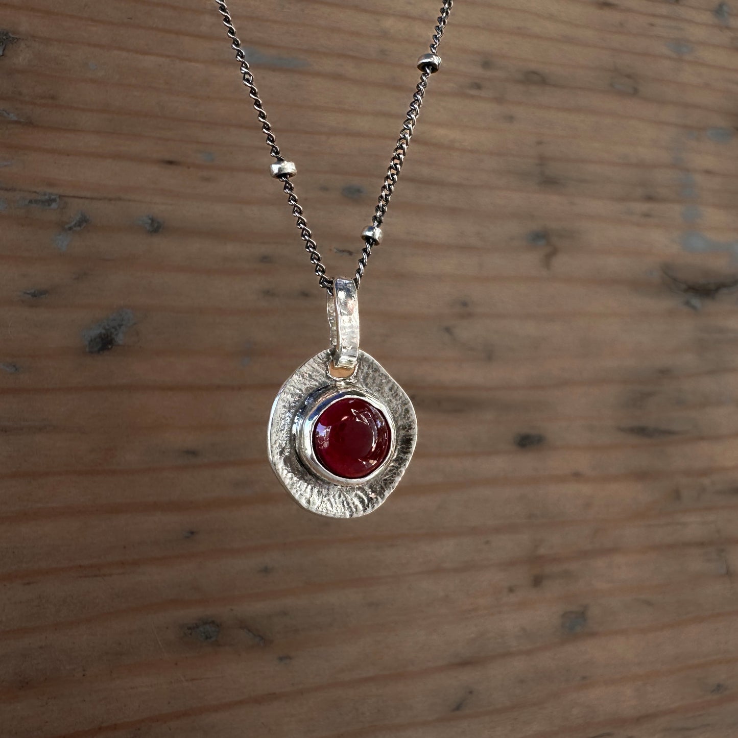 Sterling Silver Garnet Pendant Necklace