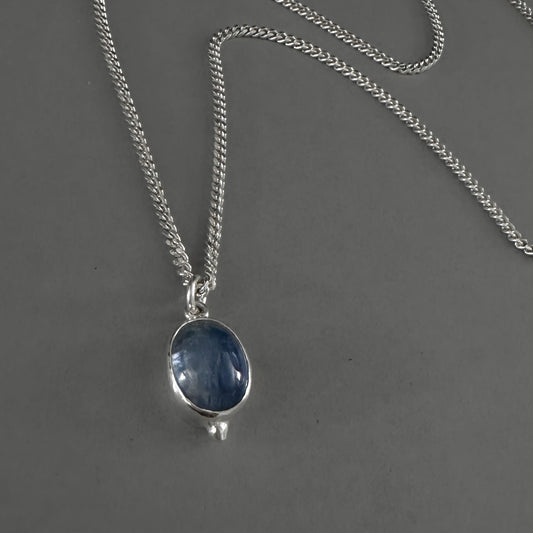 blue kyanite pendant necklace in sterling silver
