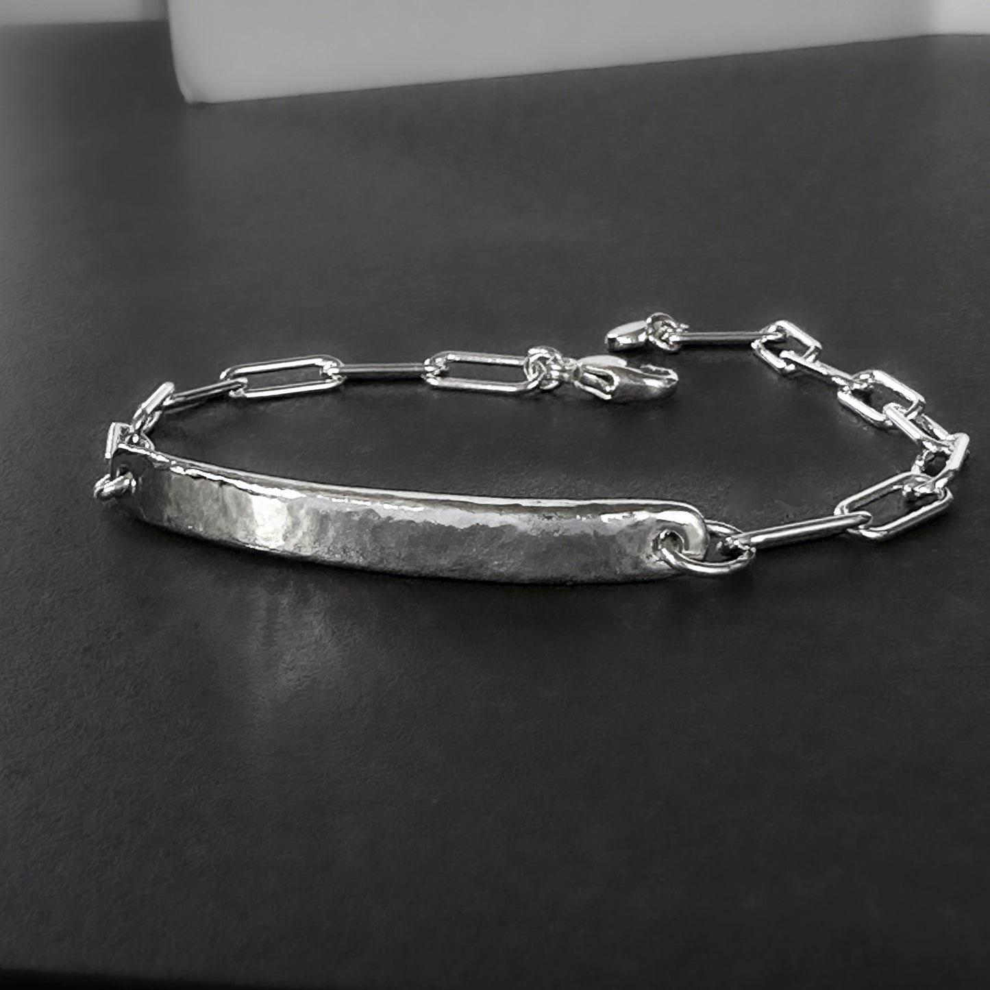 Organic Heavy Bar Paperclip Bracelet in Sterling Silver, 4.3mm