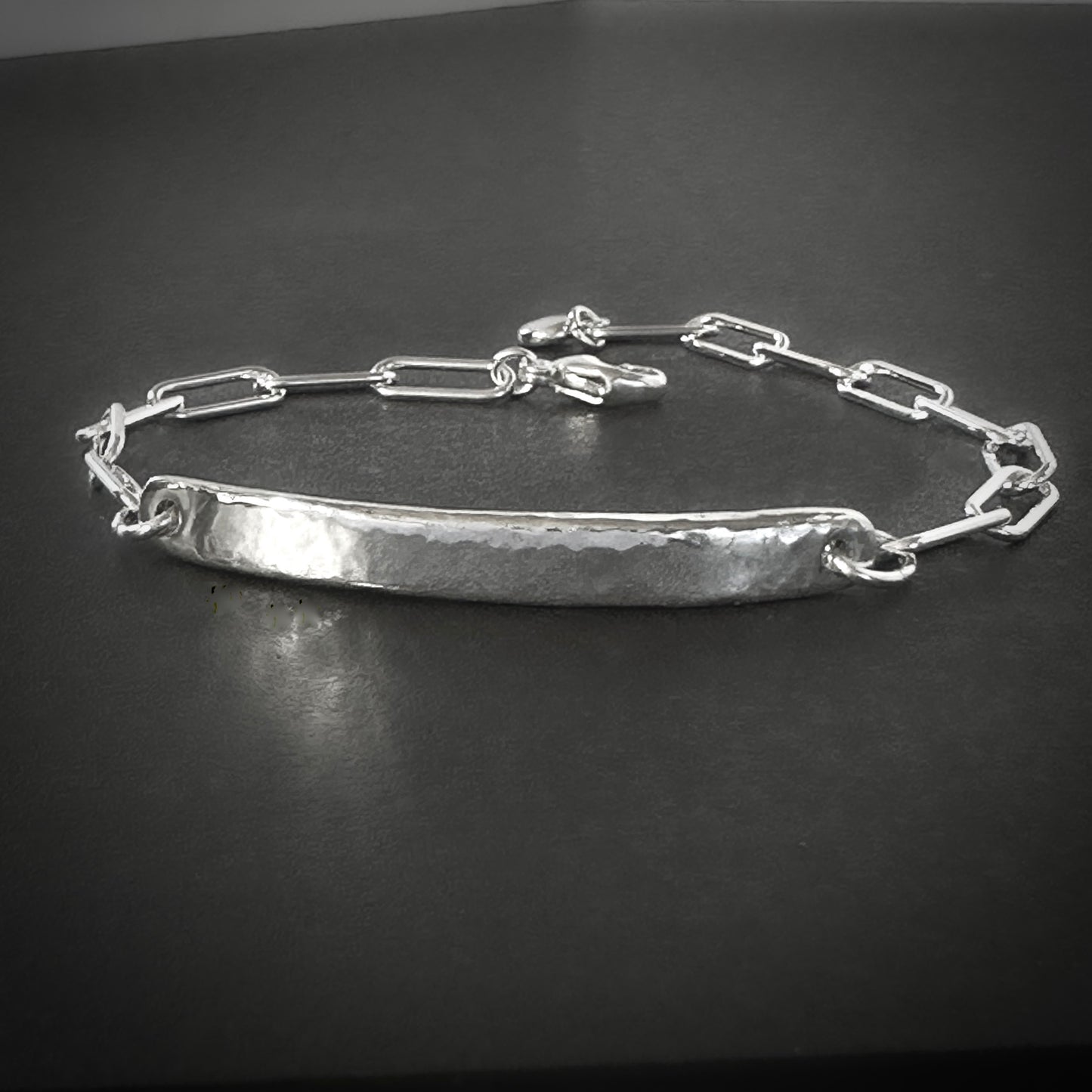 Organic Heavy Bar Paperclip Bracelet in Sterling Silver, 4.3mm