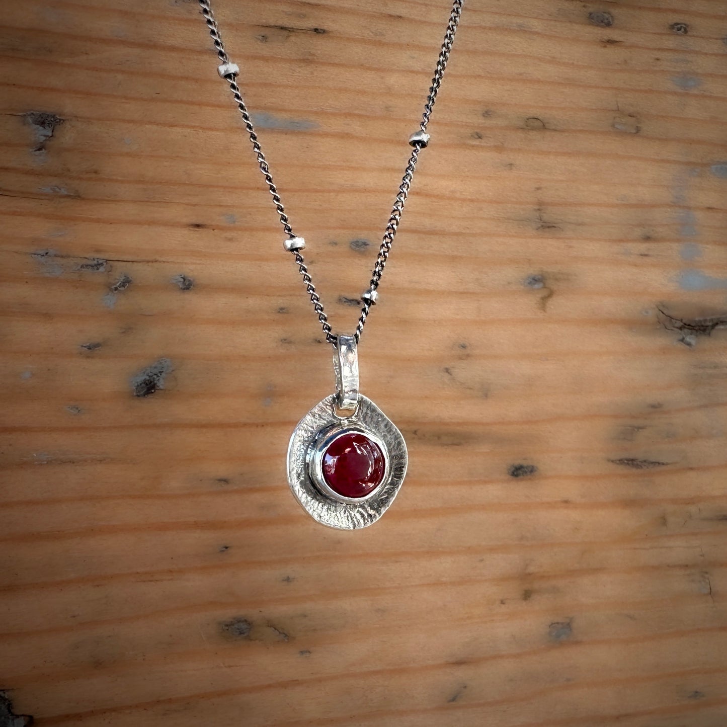 Sterling Silver Garnet Pendant Necklace