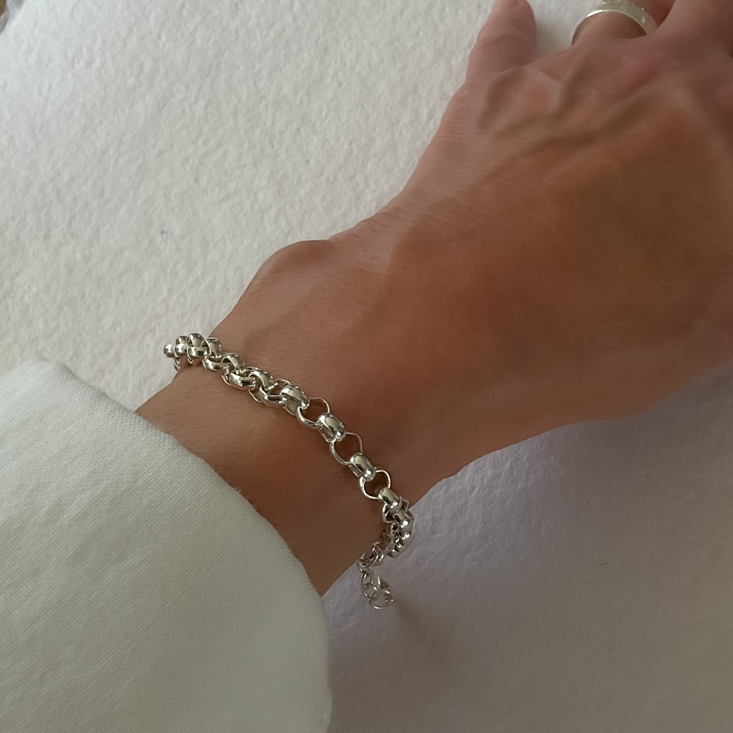 Chunky Rolo Chain Bracelet in Sterling Silver, 6.3mm