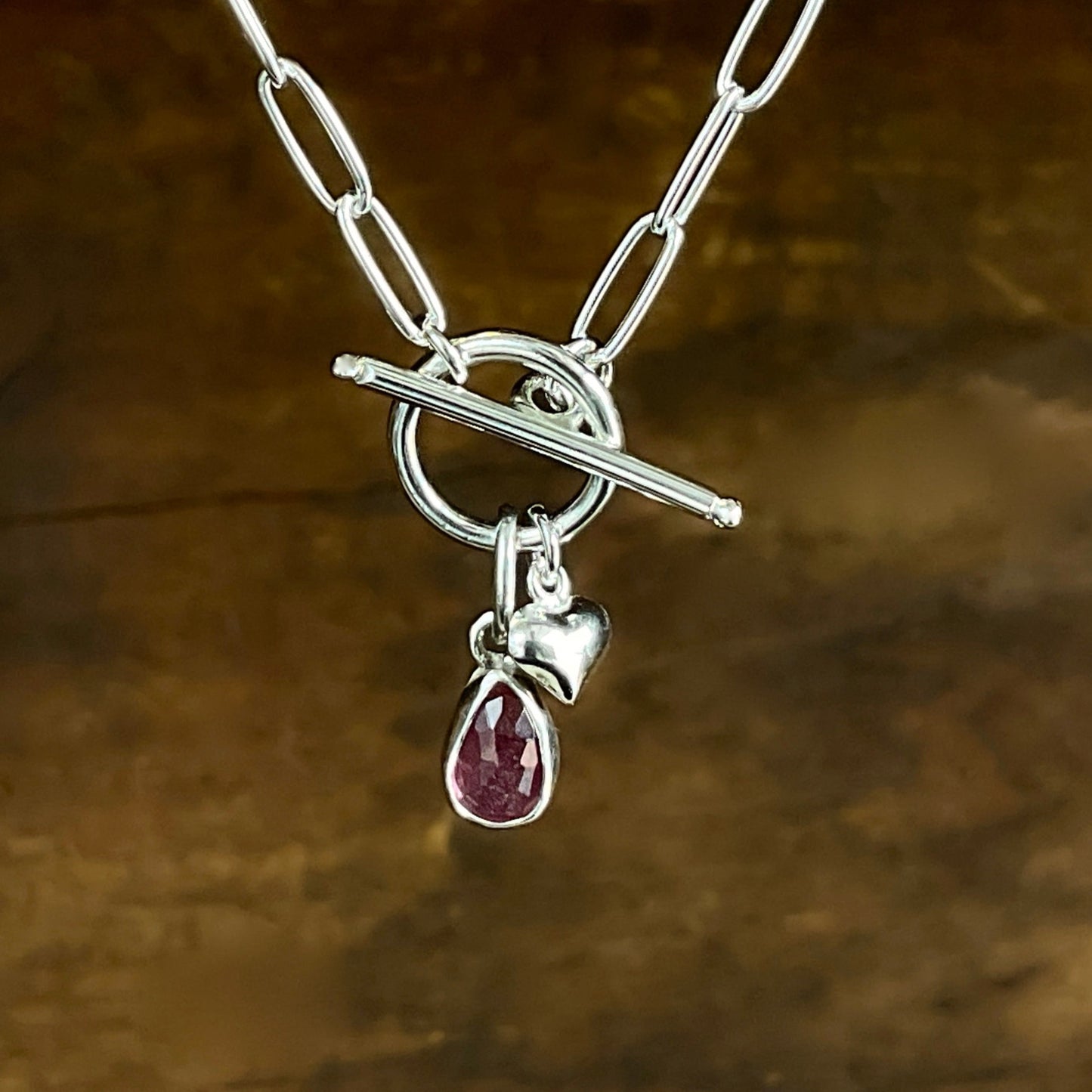 Pink Tourmaline Pendant Necklace in Sterling Silver