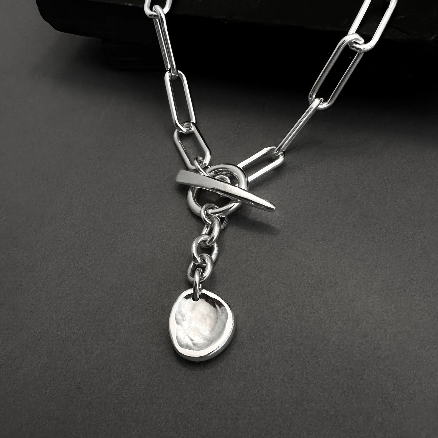 Sterling Silver Medallion Toggle Necklace