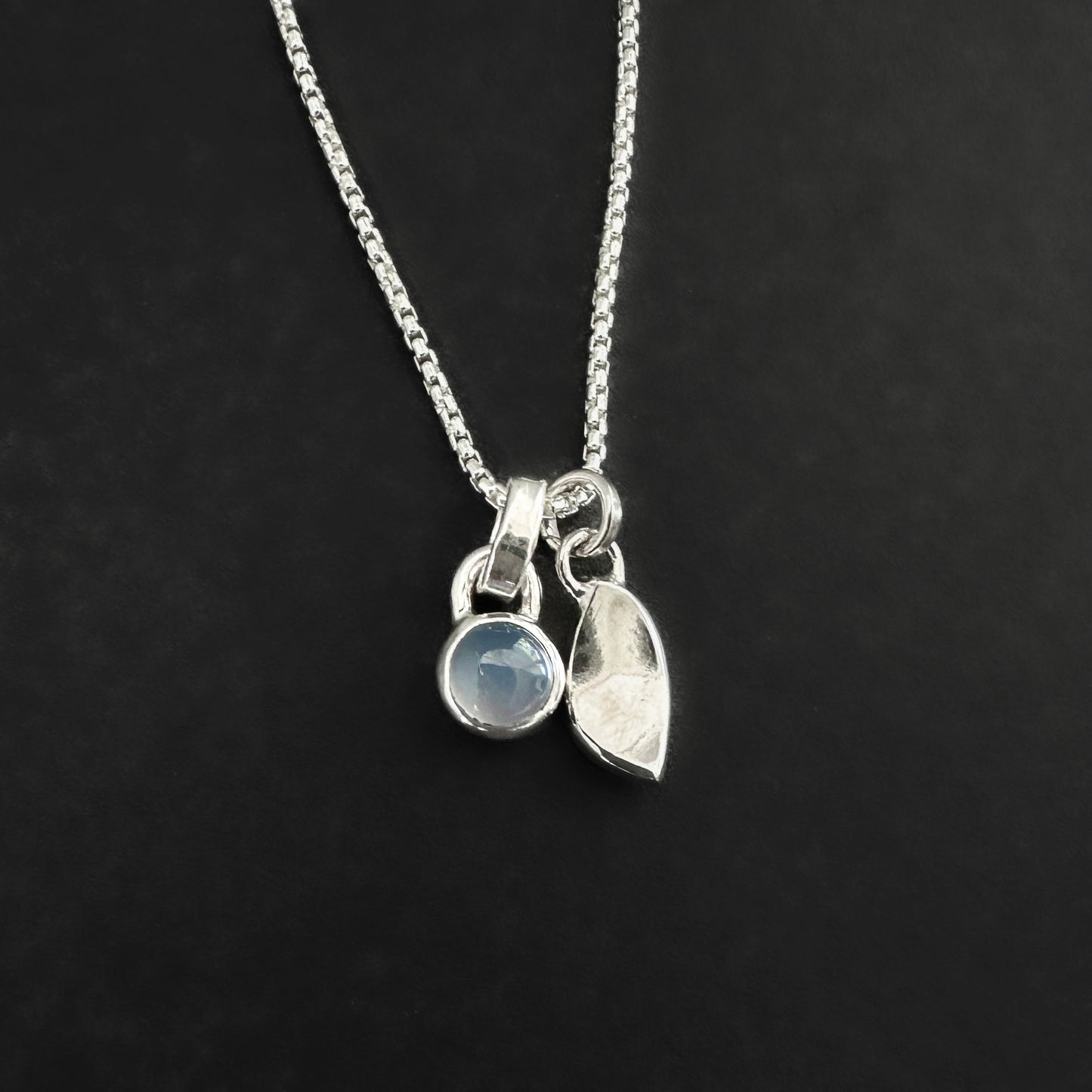 Sterling Silver Blue Chalcedony Pendant Necklace
