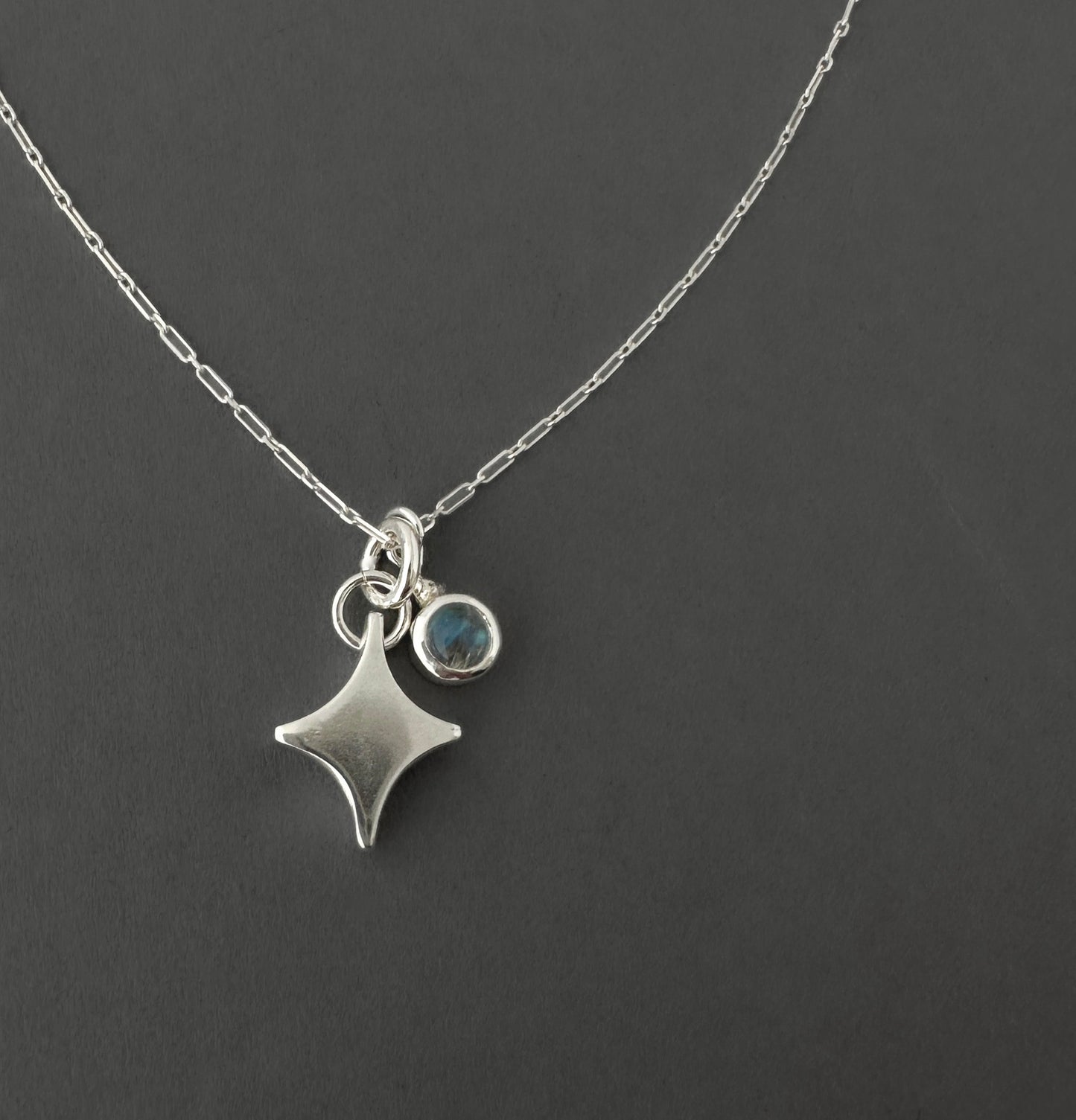 Sterling Silver North Star Moonstone Pendant Necklace