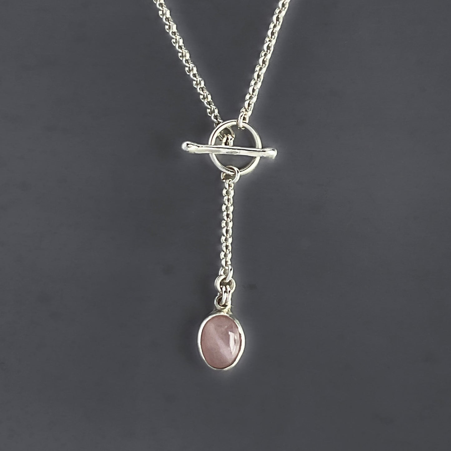 Rose Quartz Pendant Necklace in Sterling Silver, 2.4mm