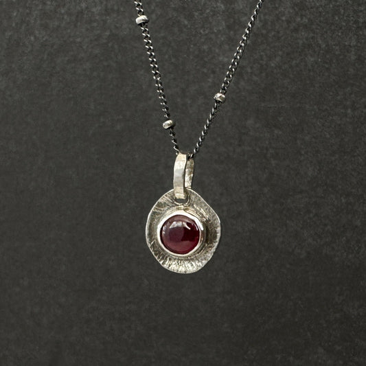 Sterling Silver Garnet Pendant Necklace