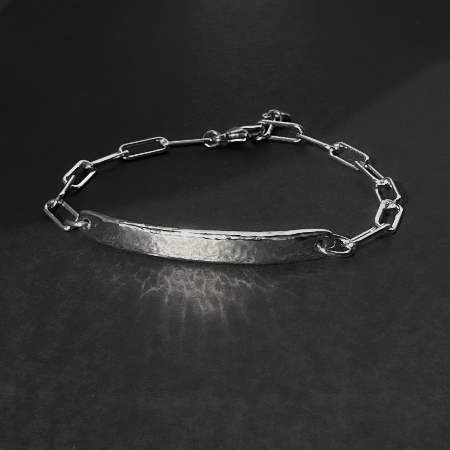 Organic Heavy Bar Paperclip Bracelet in Sterling Silver, 4.3mm