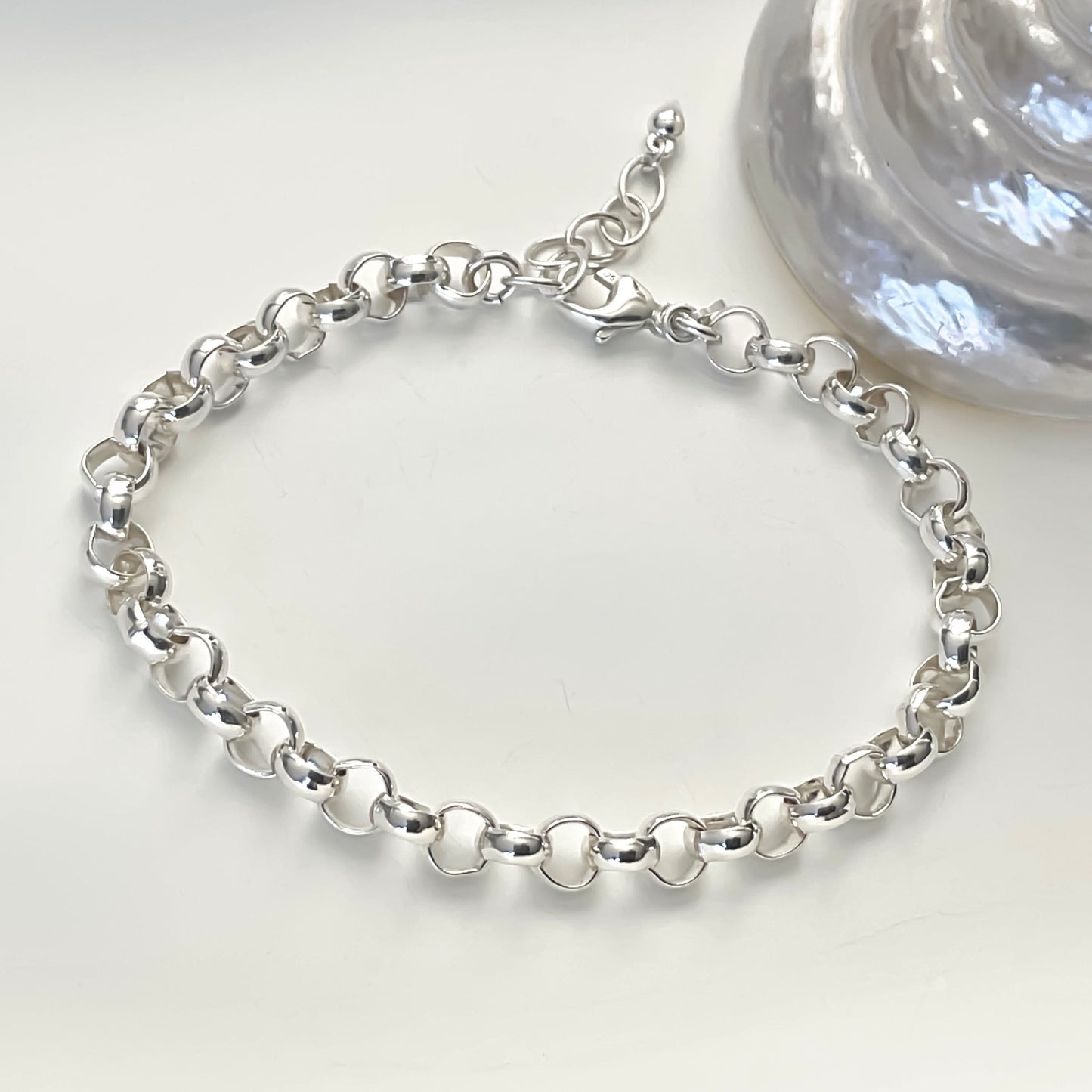 Chunky Rolo Chain Bracelet in Sterling Silver, 6.3mm