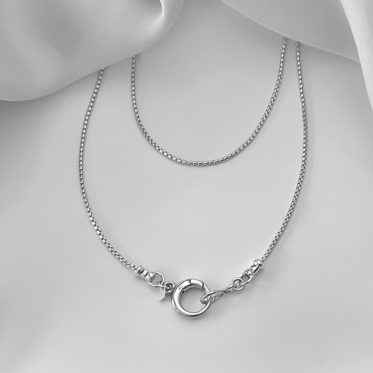 Sterling Silver Box Chain Necklace Pendant Clip Clasp