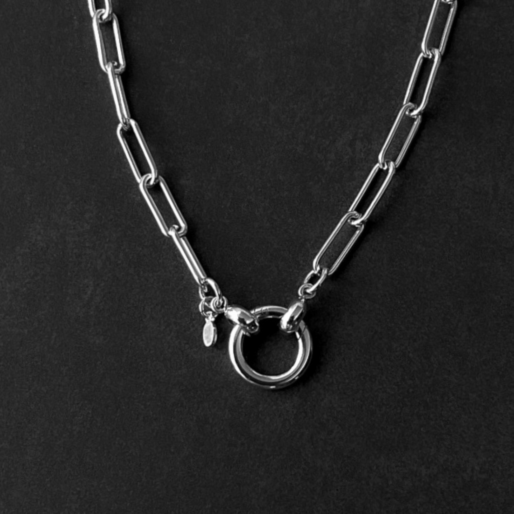 925 Sterling Silver Lock Necklace, Solid Silver Locking Clasp