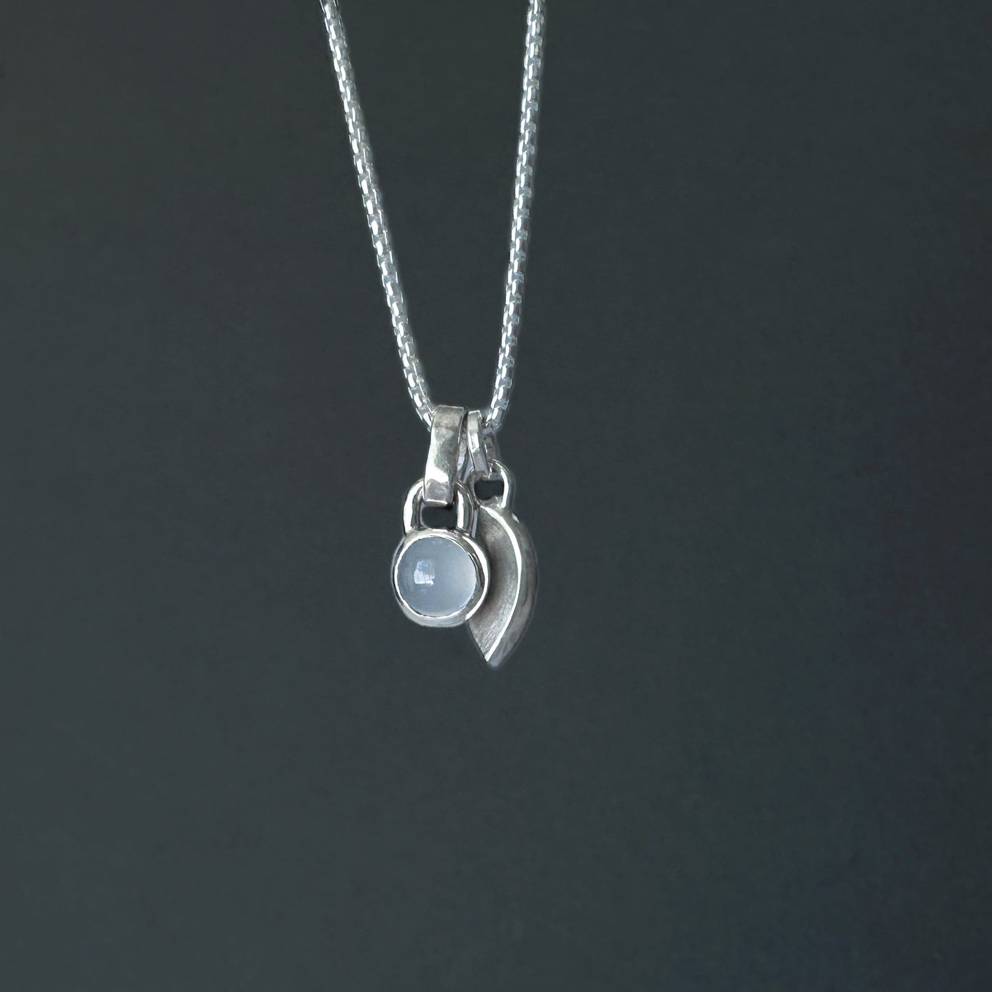 Sterling Silver Blue Chalcedony Pendant Necklace