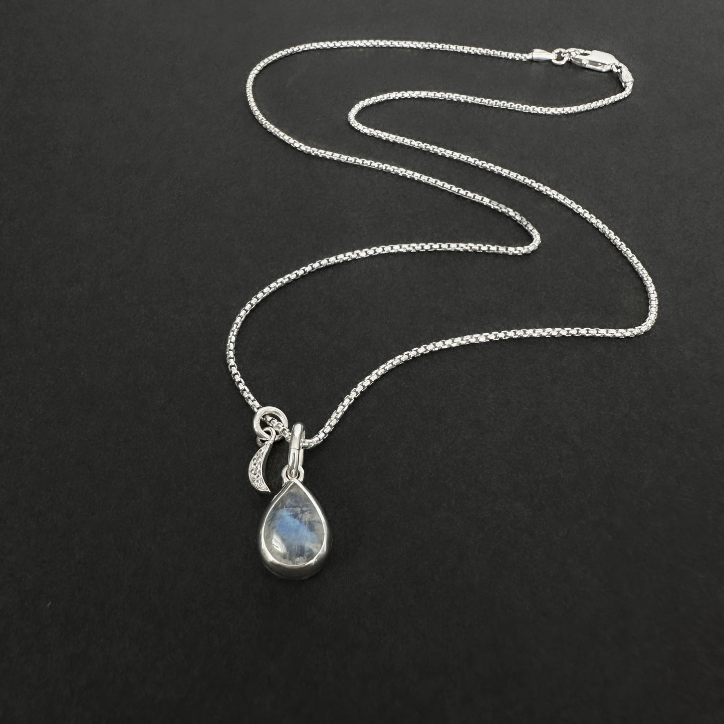 Rainbow Moonstone Pendant Necklace in Sterling Silver