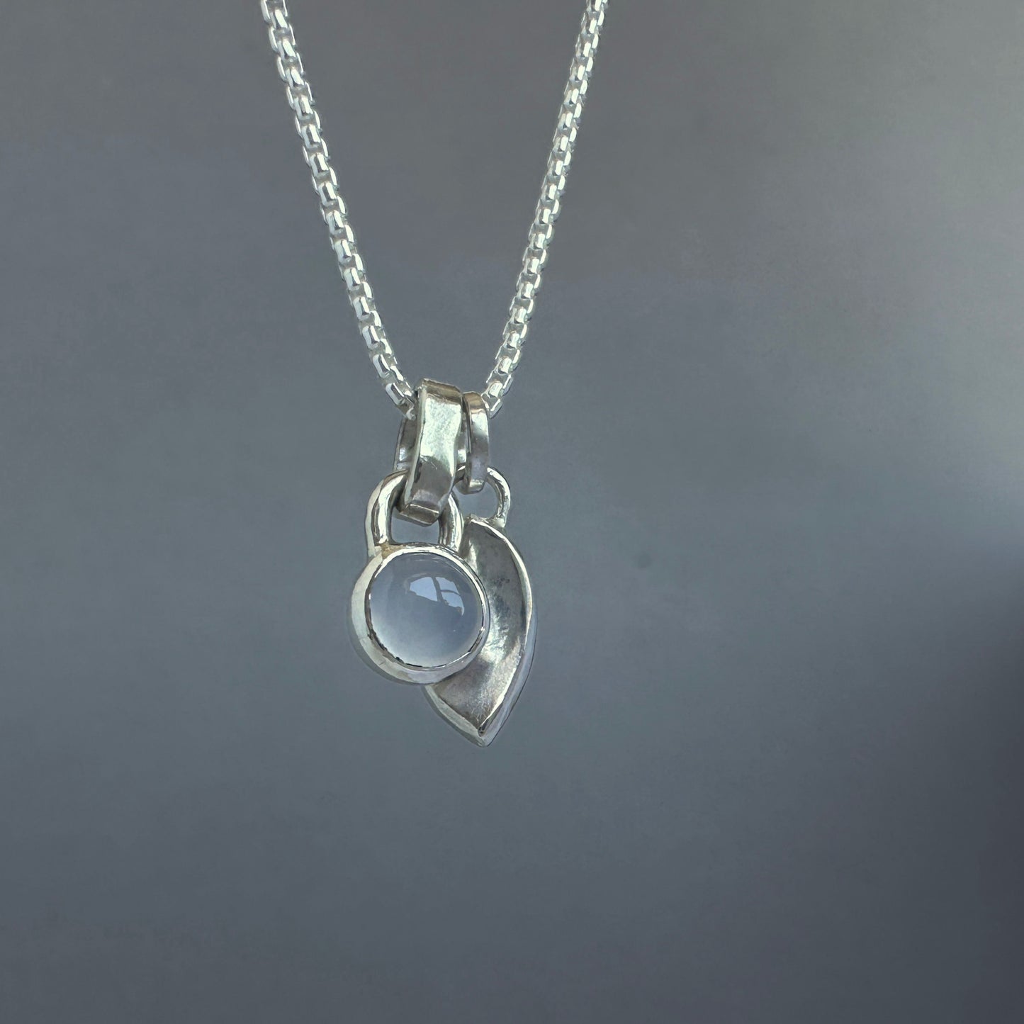 Sterling Silver Blue Chalcedony Pendant Necklace