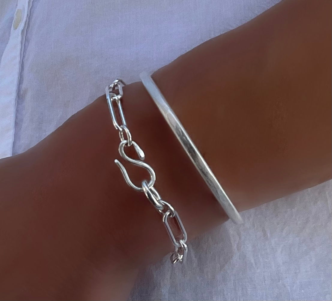 Sterling Silver Paperclip Chain Infinity Bracelet 6mm