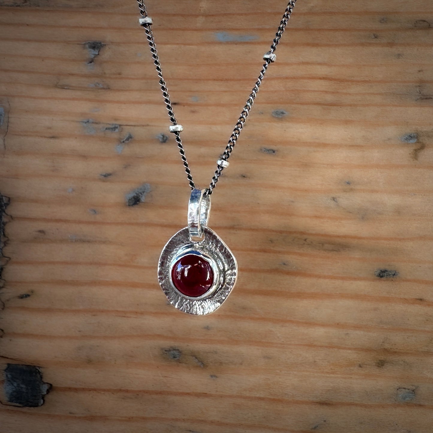Sterling Silver Garnet Pendant Necklace