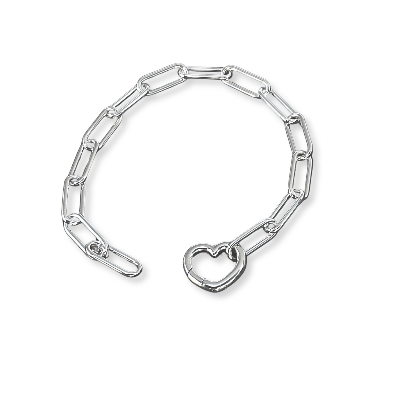 Chunky Heart Paperclip Chain Bracelet in Sterling Silver, 6mm