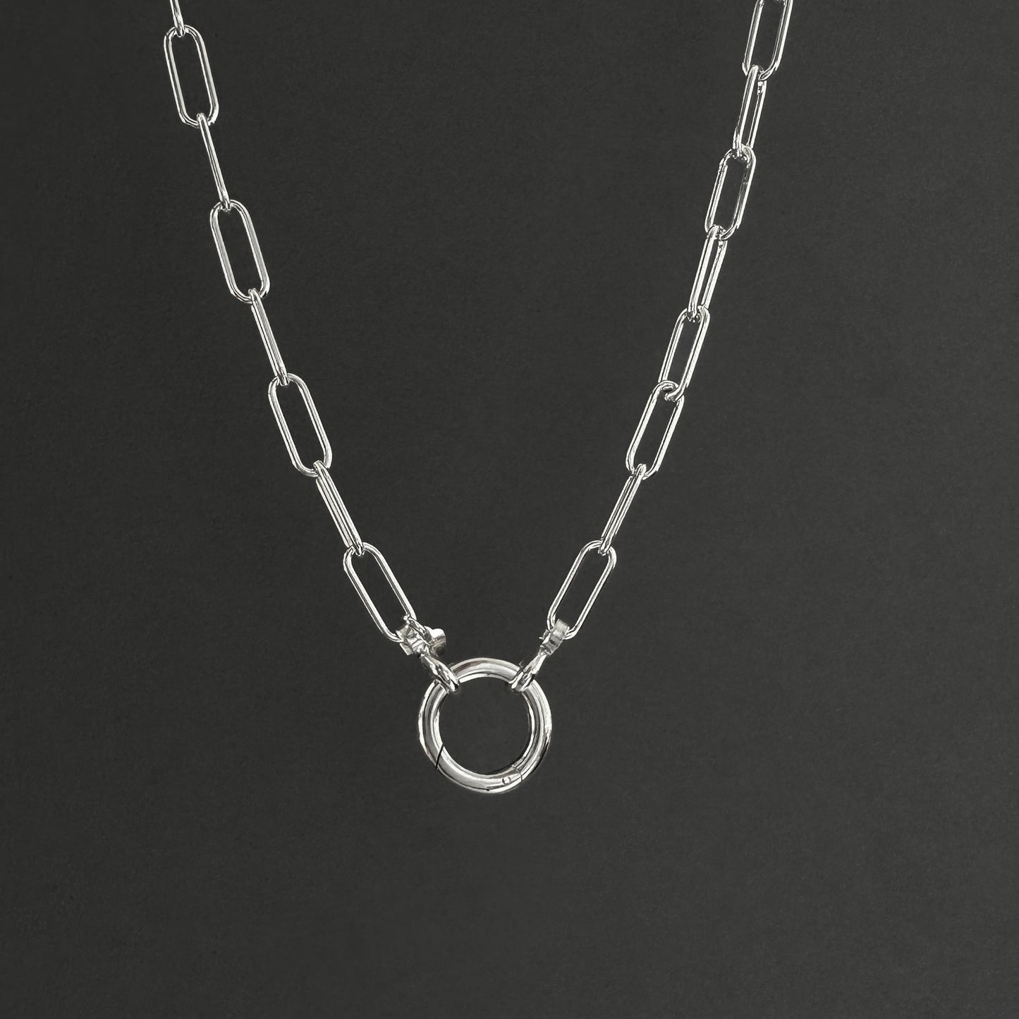 Pendant Clip Paperclip Chain Necklace in Sterling Silver, 4.3mm