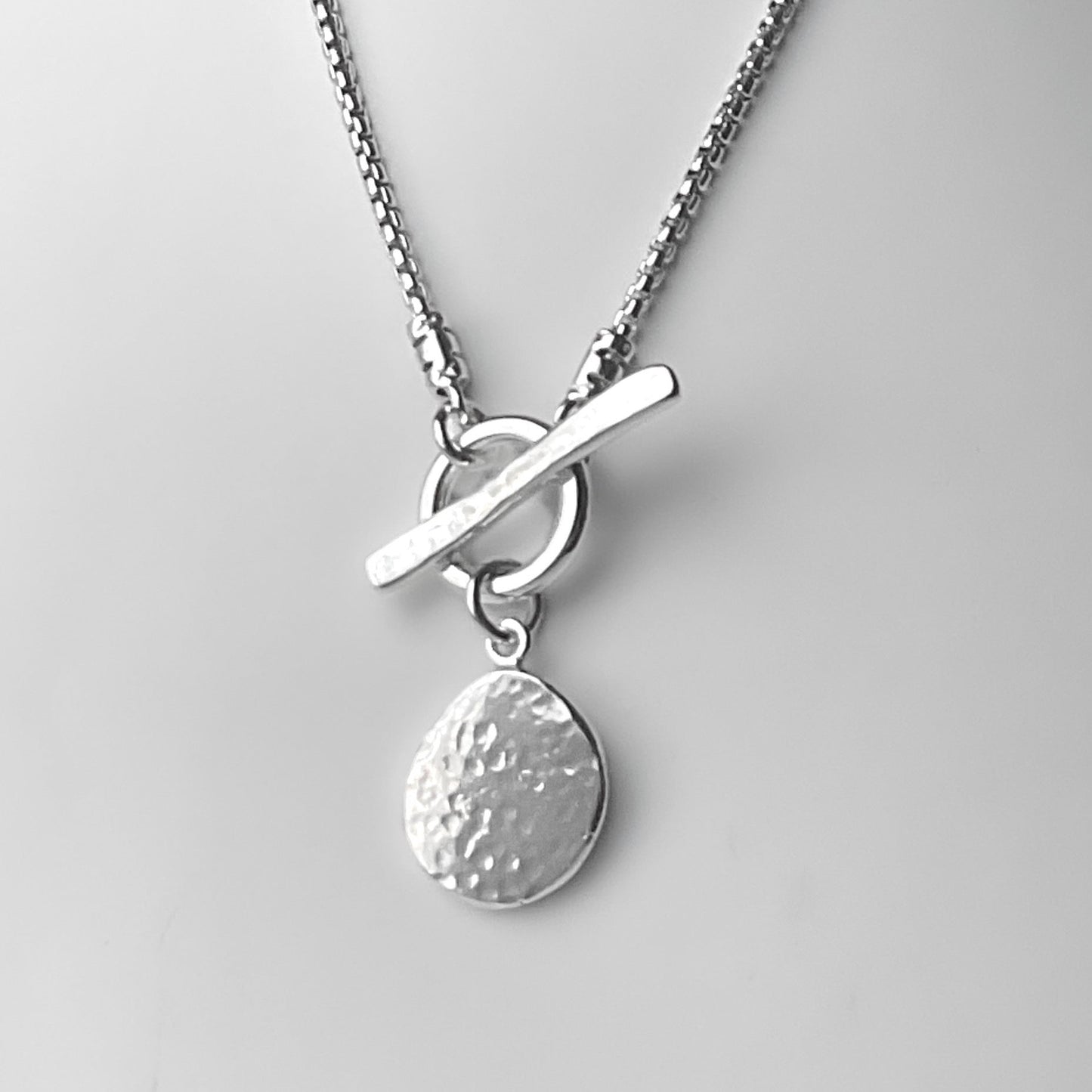 Medallion Pendant Toggle Clasp Necklace in Sterling Silver, 1.8mm