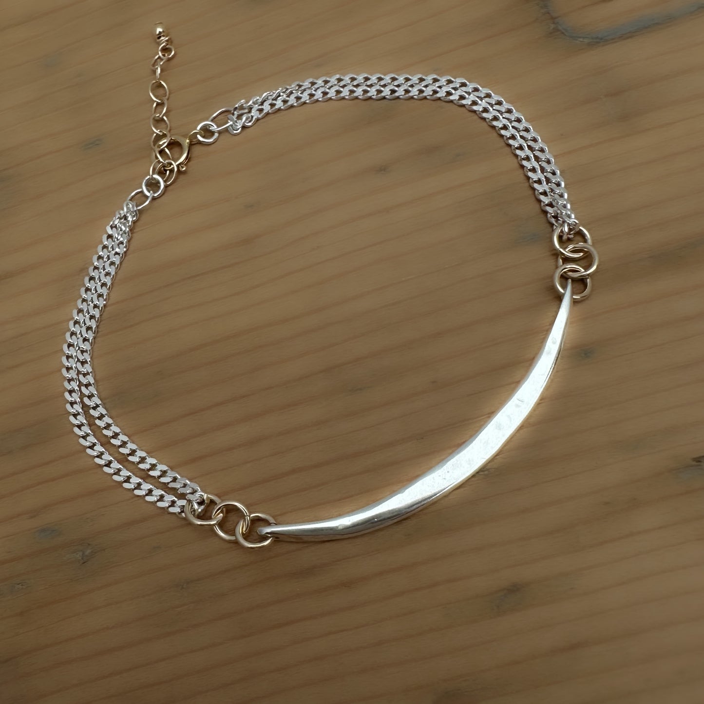 Mixed Metal Sterling Silver  & 14k Gold Filled Chain Bracelet
